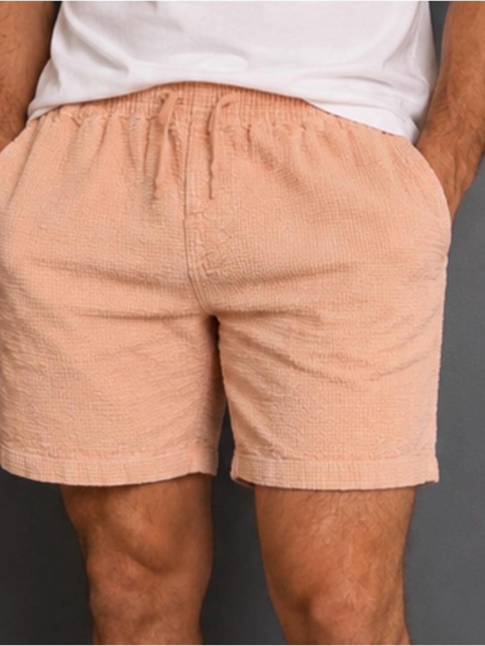 KATIN Ward Shorts Orange Peach Waffle Corduroy Texture Drawstring Lounge SM